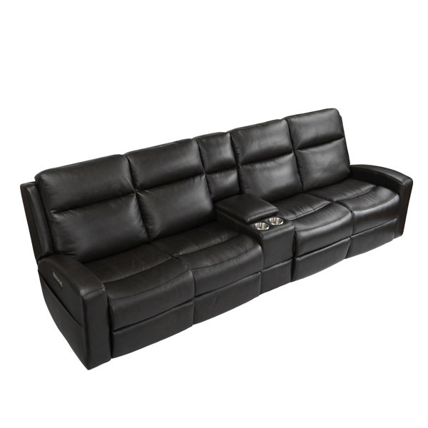 Red Barrel Studio® 126.5" Genuine Leather Square Arm Reclining Sofa